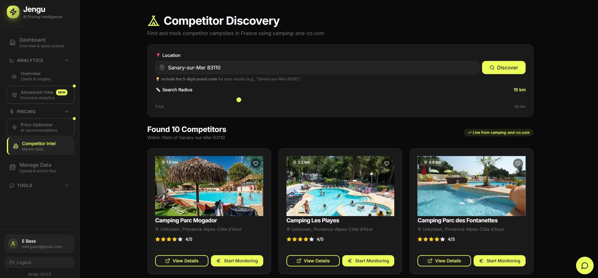 Competitor Discovery Interface